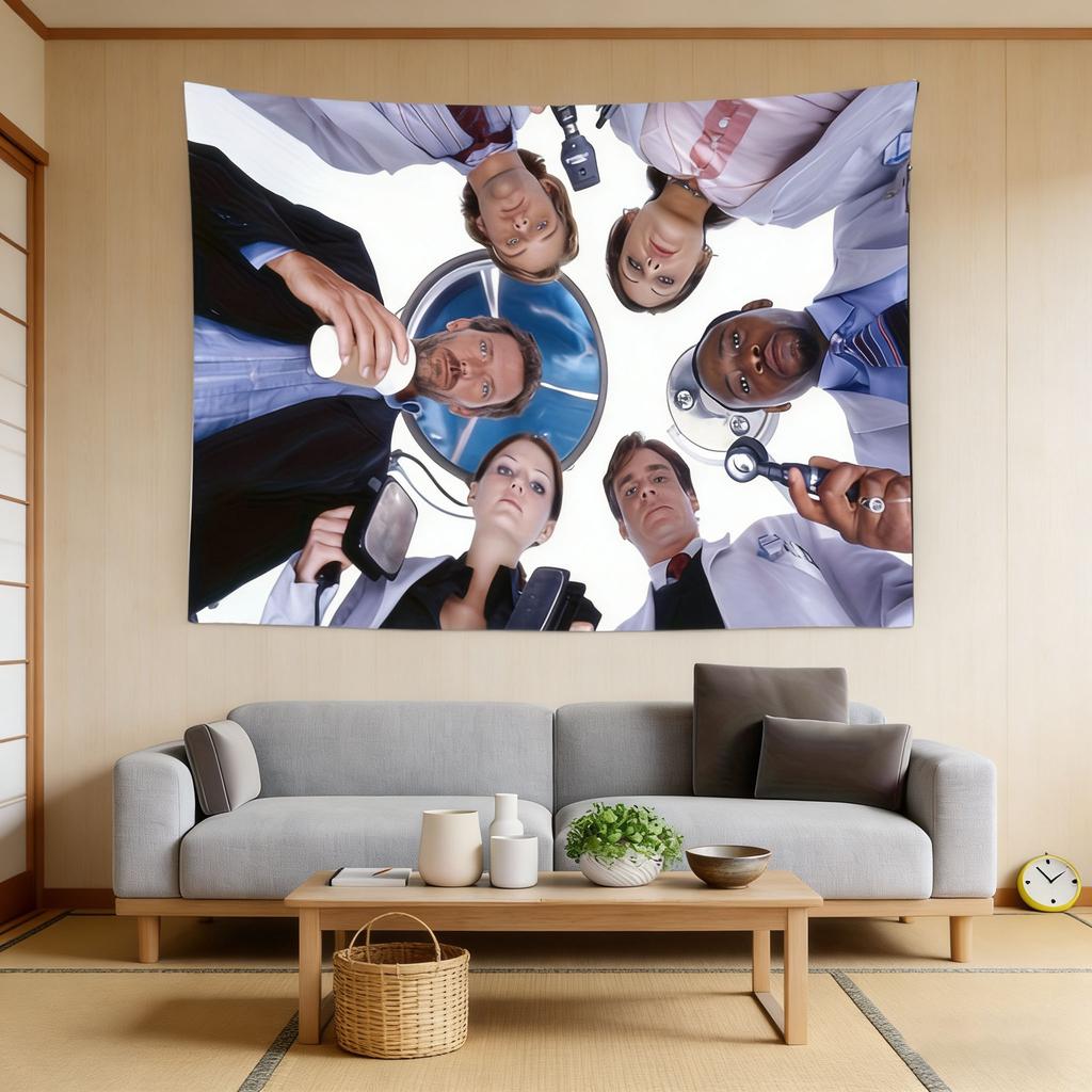 Serie de Televisión House Doctor Tapiz Cartel de Película Humorístico Arte de Pared Patrón de Espiga Decoración Horizontal para Dormitorio Sala de Estar