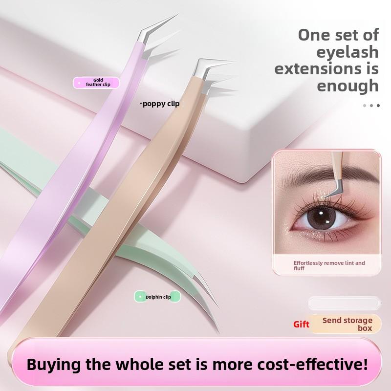 3pcs/set Eyelash Tweezers, Eyelash Curlers Clip, Grafting Curlers False Eyelashes Tweezer, Eyelash Beauty Tools