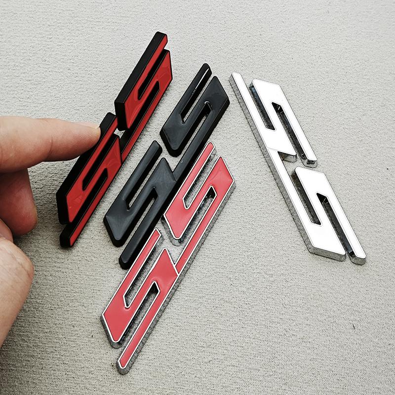 3D Metal Car Styling Red Black Logo SS Sticker Emblem Rear Trunk Badge For Chevrolet Camaro Chevelle Impala Malibu Accessories