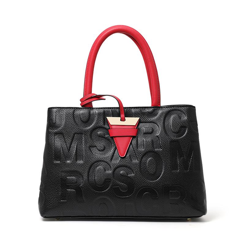 Genuine Leather Women's Bag Trendy and Fashionable Casual Letter Handbag Large Capacity Versatile One-shoulder Crossbody Bag