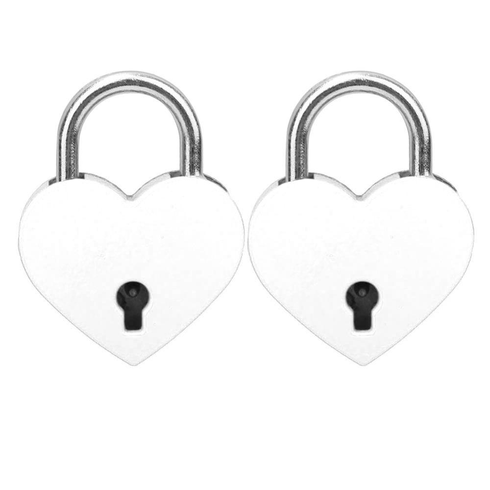 2pcs 30x39mm Padlock White&Black&Purple Mini Heart Lock Craft Supplies Heart Lock Household