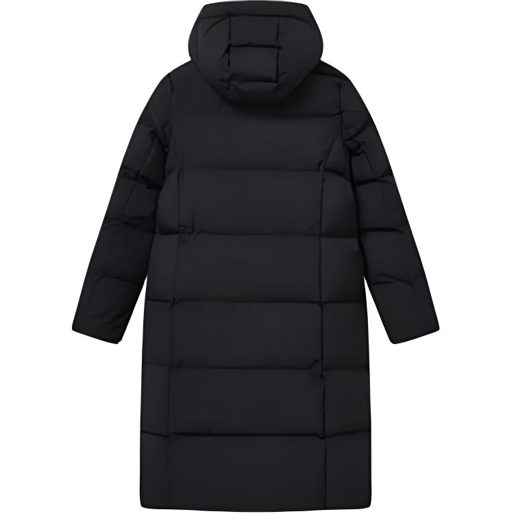 FILA Embroidered Logo Sports Mid-Length Hooded Down Jacket Women outerwear Black F51W249909F-BK