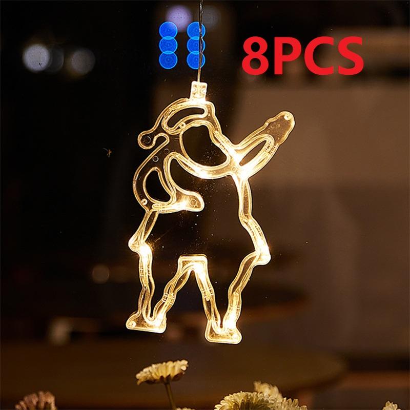 Christmas LED Light Snowflake Santa Hanging Sucker Lamp Window Ornaments Decoration for Home Xmas Navidad 2025 New Year Decor