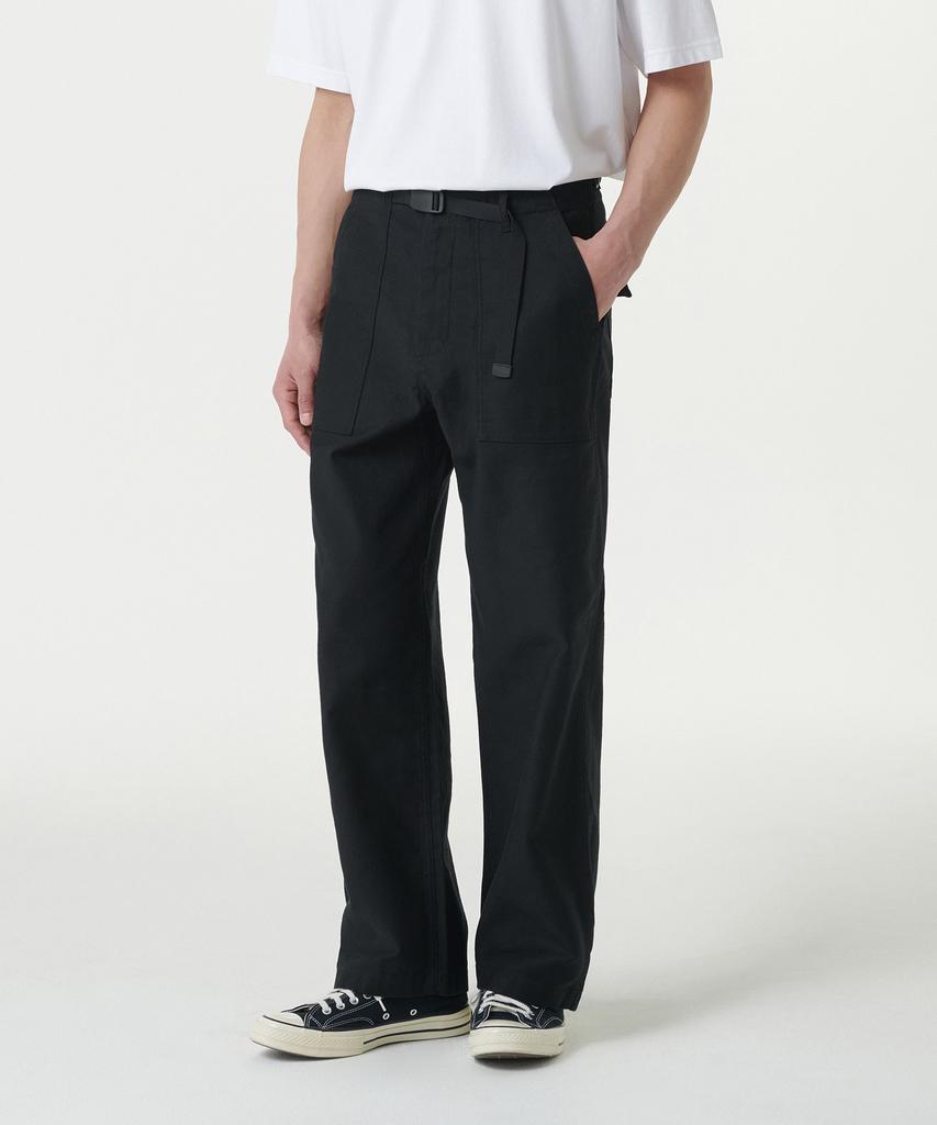 MUSINSA STANDARD Back Satin Wide Belted Fatigue Pants [Black]