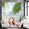 Ocean Beach Swimming Ring Shell Shower Curtain, Bathroom Decorative Shower Curtain, Waterproof Shower Curtain with Hooks