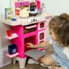 Pretend Play Kitchen Set With Realistic Lights And Sounds 104PCS Toy Kitchen Accessories For Boys And Girls Pink