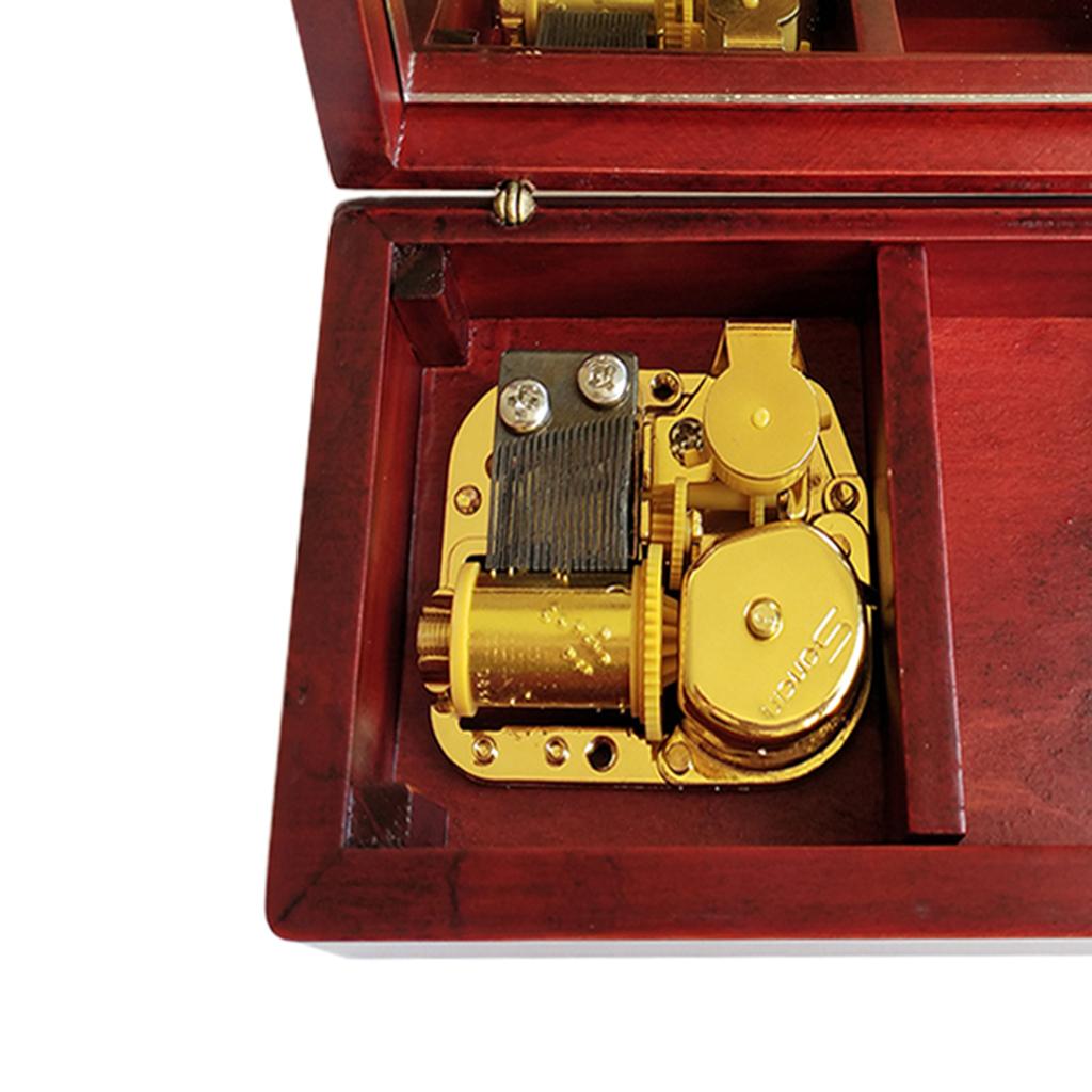 Retro Wooden Musical Box Exquisite Crafts Music Case Jewelry Storage Wind-up Music Box for Wedding Room Decoration