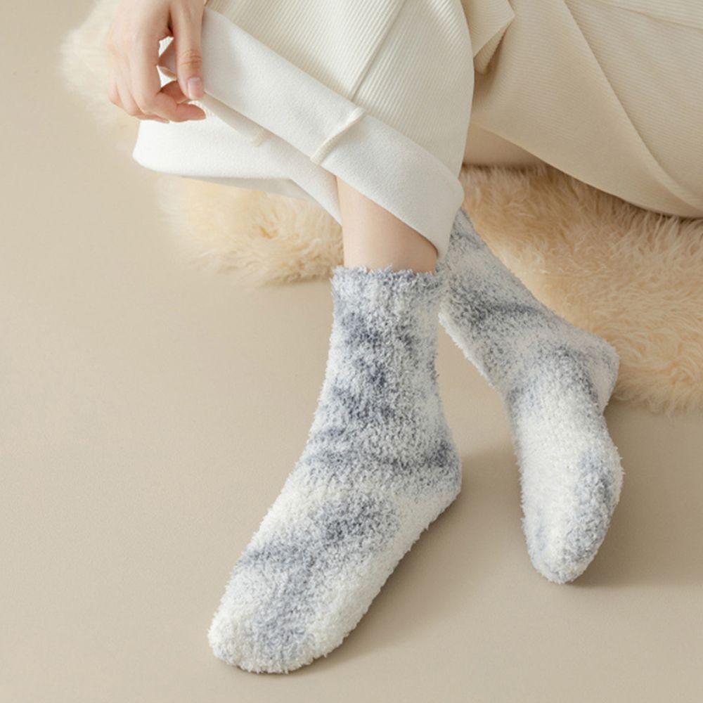 Winter Coral Fleece Tie Dye Mid Tube Socks Korean Style Socks Apparel Accessories Women Socks