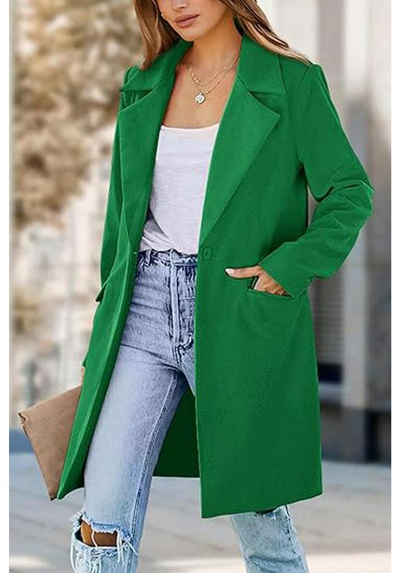 European Autumn Plus Size Woolen Women's Single-Button Cardigan Coat