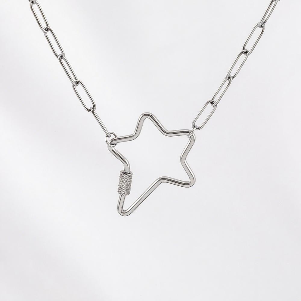 2 Stück 1 Stück Stern Herz Rahmen Anhänger Verbinder Edelstahl Halskette Kette Verstellbare Verlängerungskette Karabinerverschluss DIY Schmuckherstellung