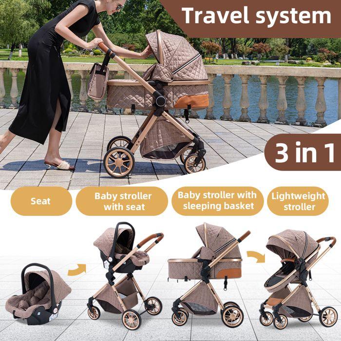 3-in-1 Baby Stroller with Bassinet and Car Seat – Combination Stroller with Large Basket New Model