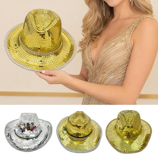 Disco Western Cowboy Hat for Men Women, Sparkly Silver Disco Mirror Hat for Music Festivals, Concerts, Western Party