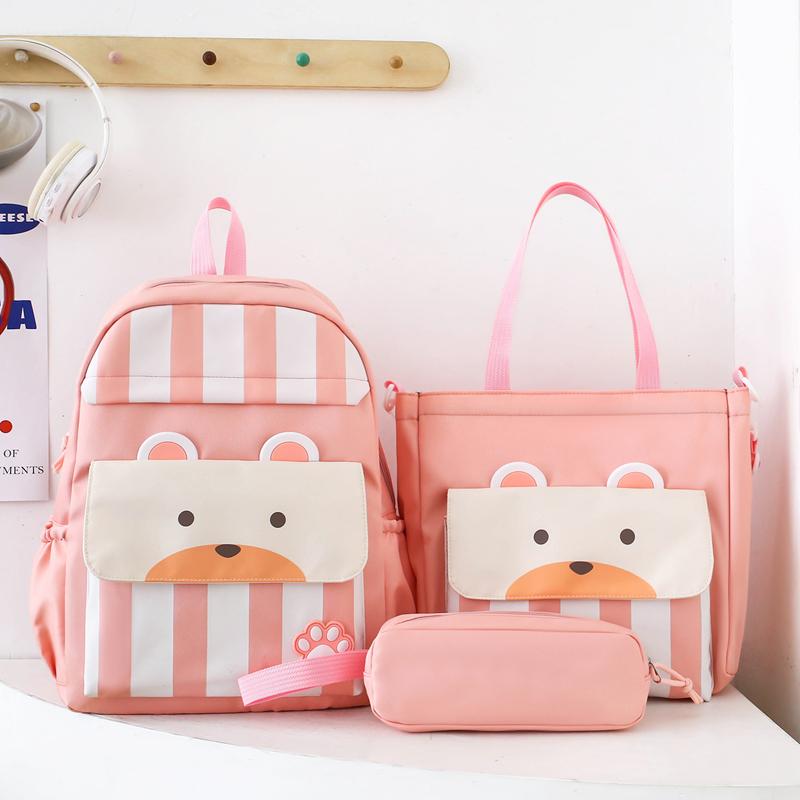Three-Piece Backpack Set Large Capacity Children's School Bag Girls Boys Nylon Backpack for Primary and Secondary School