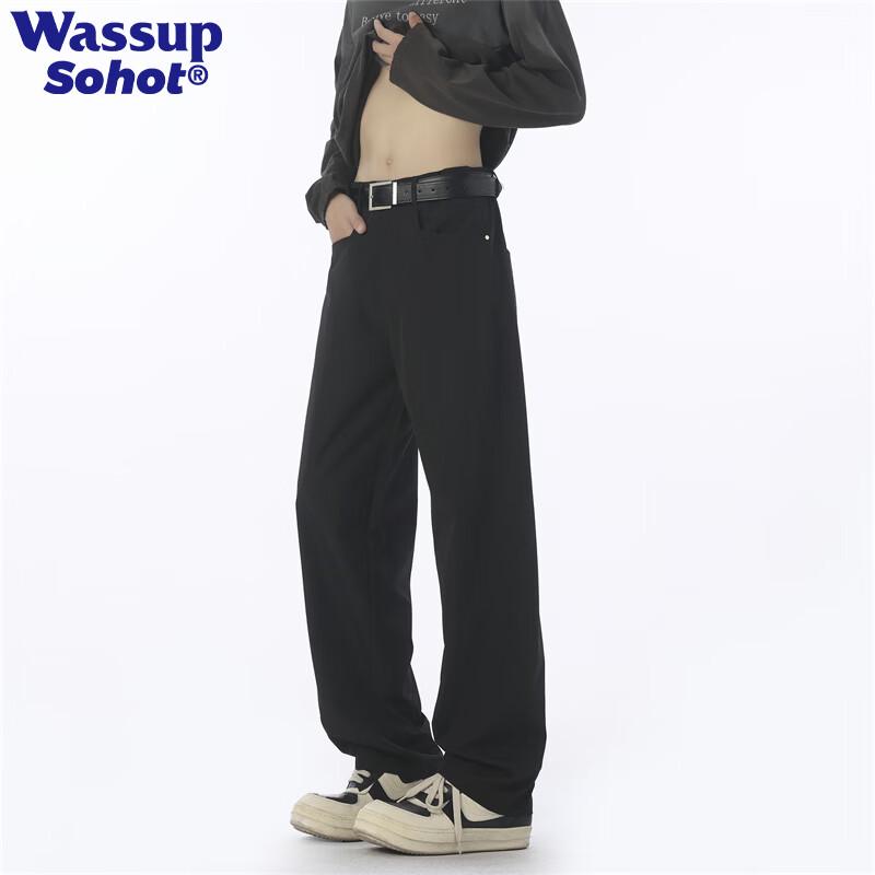 Wassup Sohot Men s Casual Wide-Leg Pants S