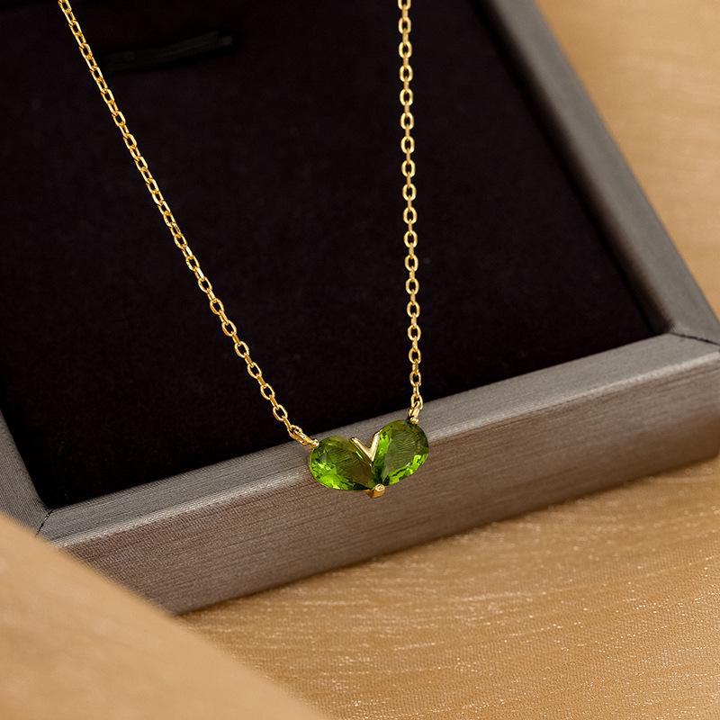 

Ожерелье с подвеской в виде зеленого сердца Banyan Tree из серебра 925 пробы — простой дизайн в стиле «лес» для женщин. NS766 золотой