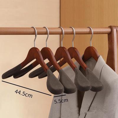 JINGRUIXIANG 10-Pack Flocked Wooden Wide-Shoulder Hangers