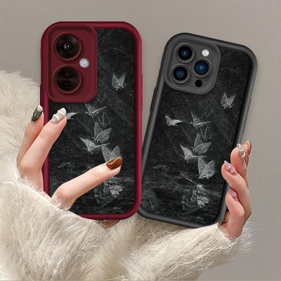 Custodia alla moda con stampa di farfalla bianca astratta, guscio in TPU morbido flessibile in silicone, copertura posteriore completa per iPhone Samsung