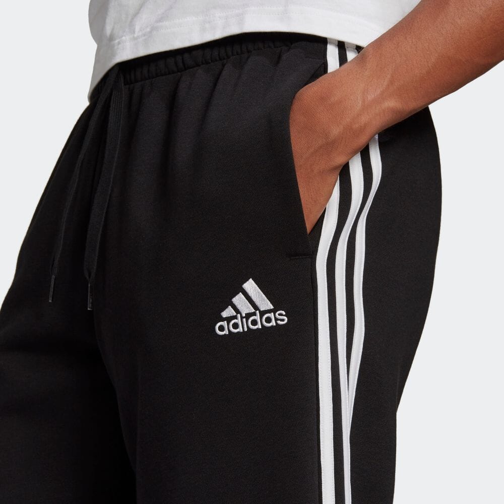 adidas Essentials Fleece Open Hem 3-Stripes Pants Black Men Streetwear GK9267