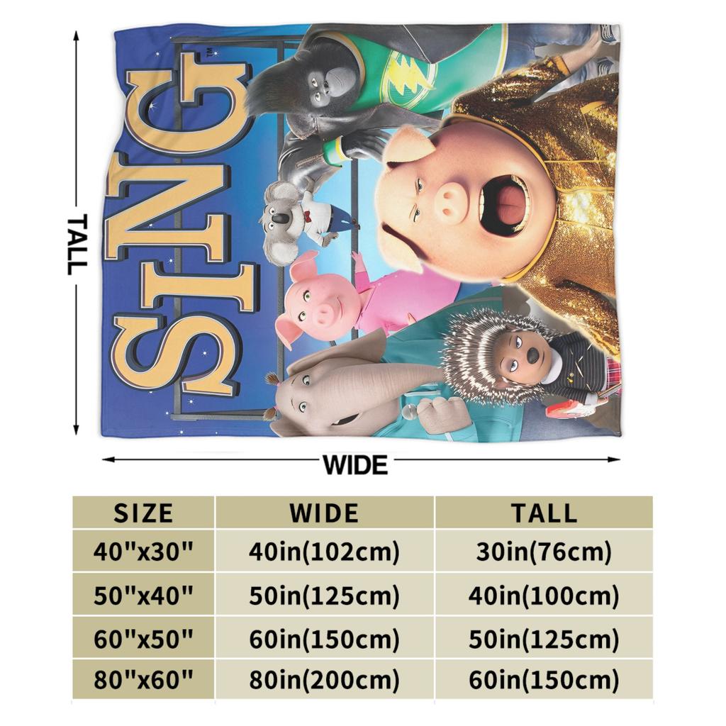 Soft Warm Blankets Airplane Travel Sing 2 Movie All Characters Throw Blanket Bedspread For Living Room Funny Sofa Bed Cover