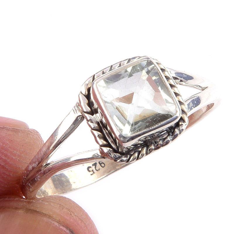 

Natural Green Amethyst Gemstone 925 Solid Sterling Silver Jewelry Ring S.10 S5R73