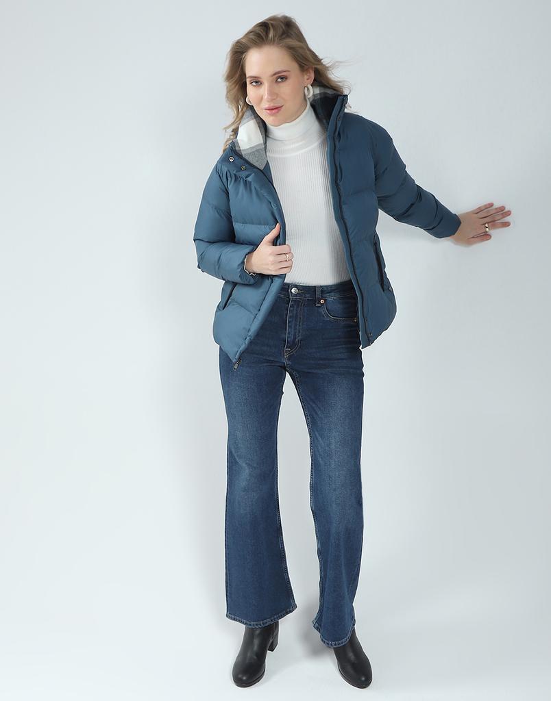 MONTE CARLO Damen Regular Fit Unifarben Langarm Pufferjacke