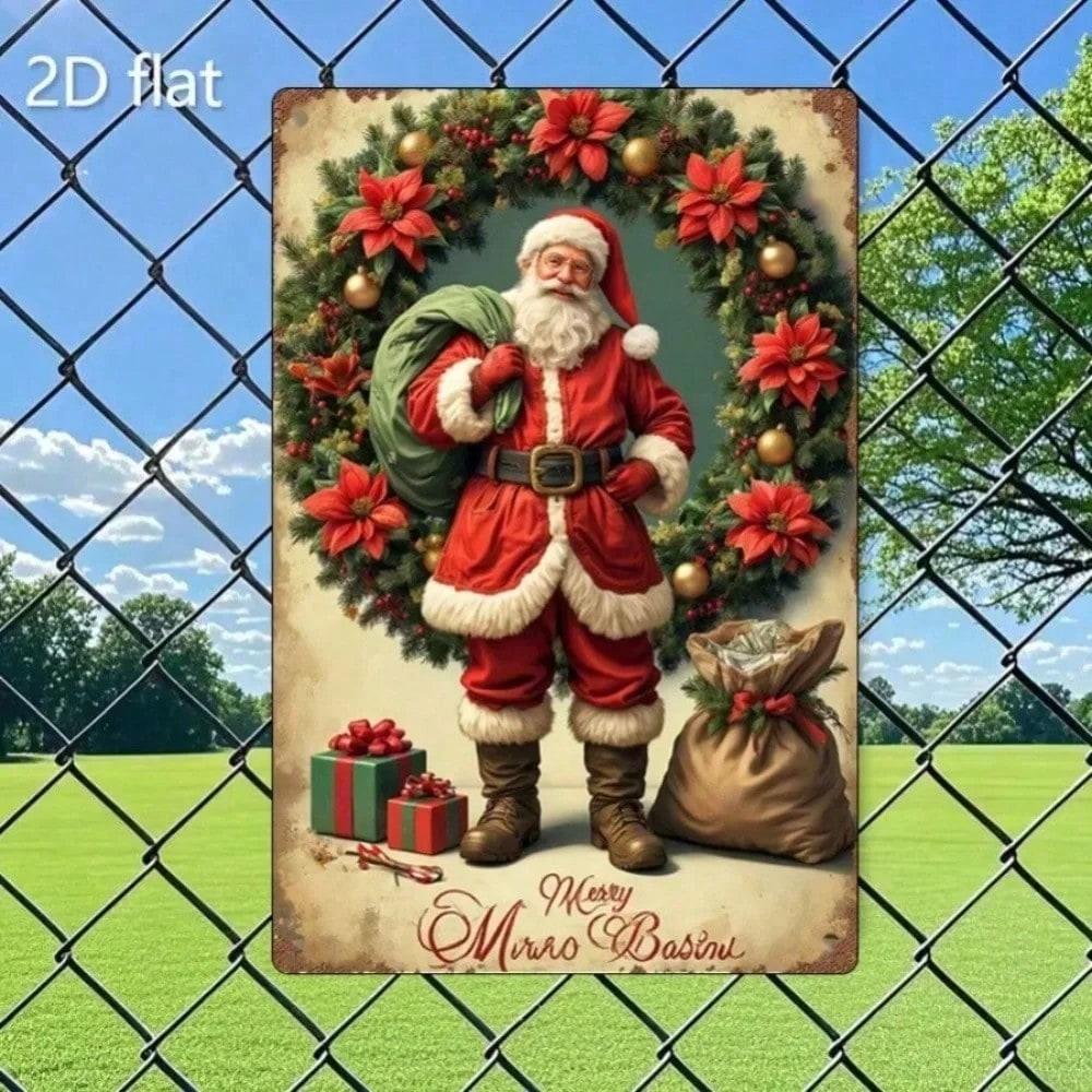 Vintage Santa Claus Metal Tin Sign Christmas Wall Art 8x12 Inches Retro Home Decor 20x30