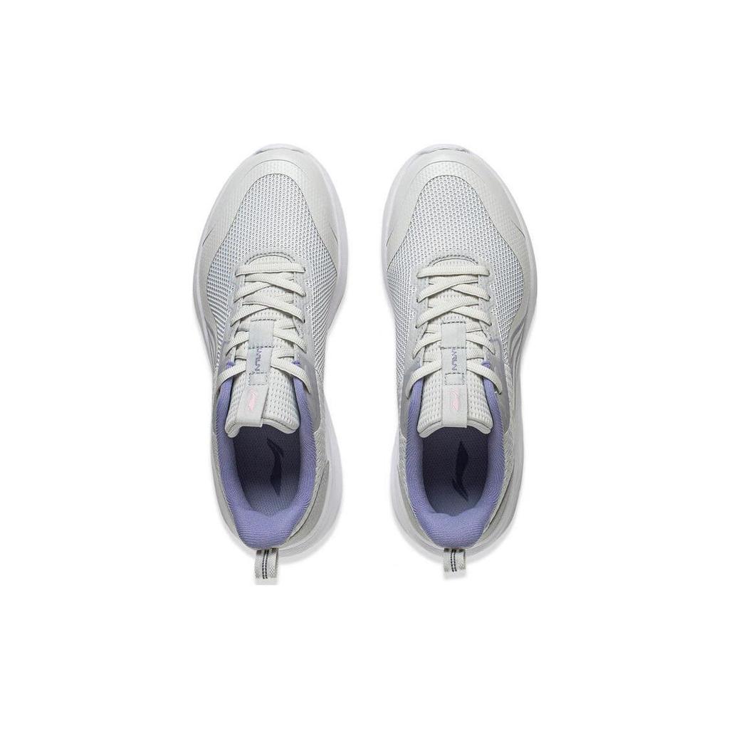 Li-Ning Lightweight Reflective Casual Comfortable Versatile Shock Absorbing Non-Slip Durable Low-Top Running Shoes Women Sneaker White Gray ARST064-2