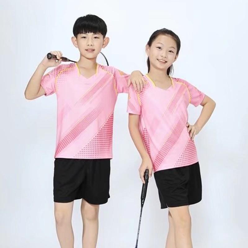 Mens Kids Badminton Sport Set Short Sleeve Shirt Shorts Custom Print Training Competition Wear