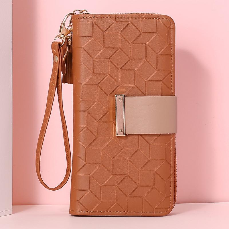 IELGY Women's Pink Wallet Long Section Large Capacity Rhombus