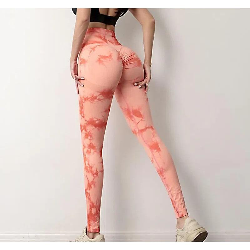 High Waist Tie Dye Butt Lift Quick Dry Fitness Pants Breathable Peach Compression Yoga Pants For Running Training And Workout