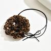 European and American strap necklace fashion personality leopard print three-dimensional flower choker autumn and winter exaggerated neck chain