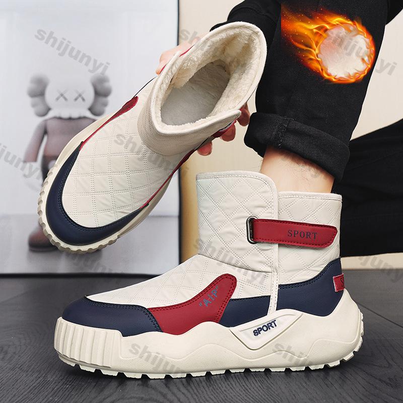 Fashion Men Winter Ankle Snow Boots Men New Thick Soled Waterproof Outdoor Non-slip Soft Warm Cotton Shoes Comfort Non-slip Ankle Boots