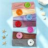 Striped Print Niche Headscarf Dopamine Summer Hairband Large Button Headband  Lady Girls Headwear