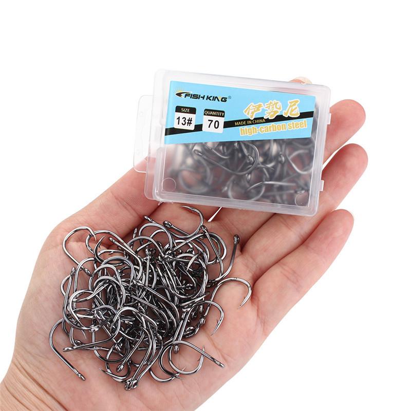 FTK High Carbon Steel Single Fishing Hook, Barbed Sharp Point, Strong Tensile Resistance for Saltwater 100Pcs