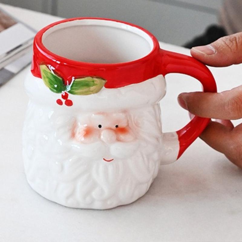 1PC Christmas Ceramic Mug 3D Cartoon Santa Claus Snowman Elk Penguin Water Cup Gift Home Decoration