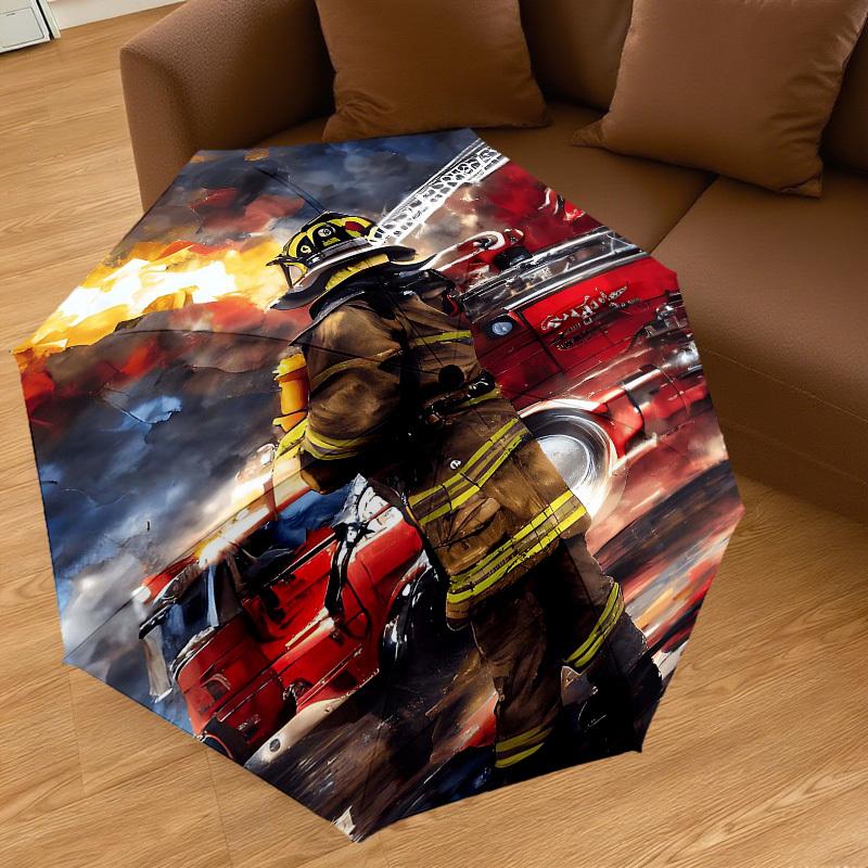 1PC firefighter firetruck Umbrella-8-Rib Reinforced, Automatic Open, Lightweight & Durable, Fashion Accessory for Outdoor-D393