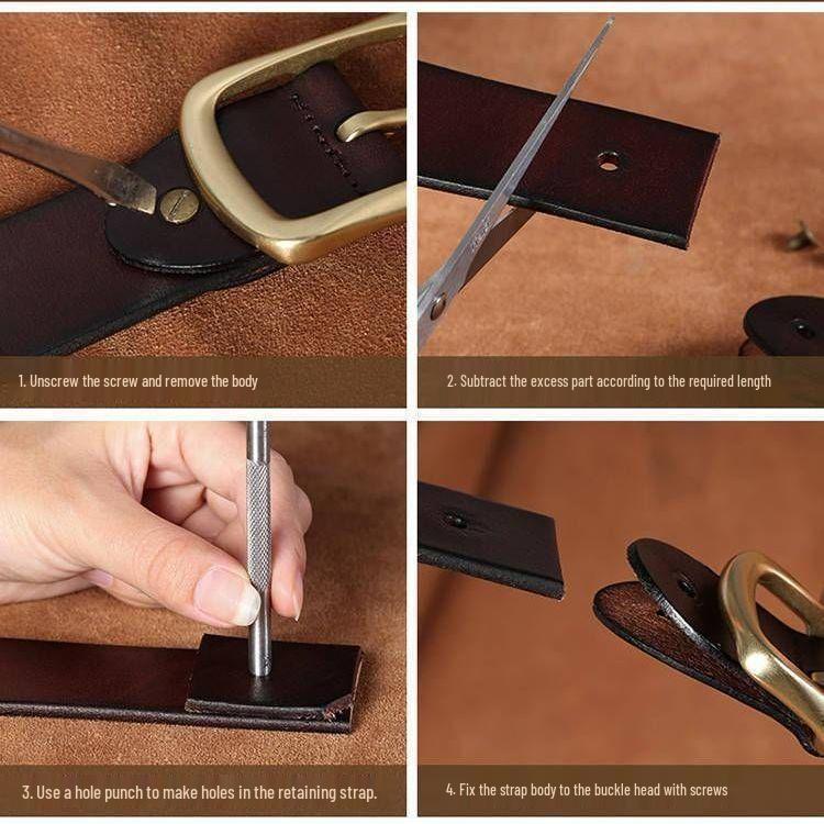 Men's Genuine Cowhide Leather Belt with Imitation Copper Pin Buckle - Fashionable and Versatile for Jeans