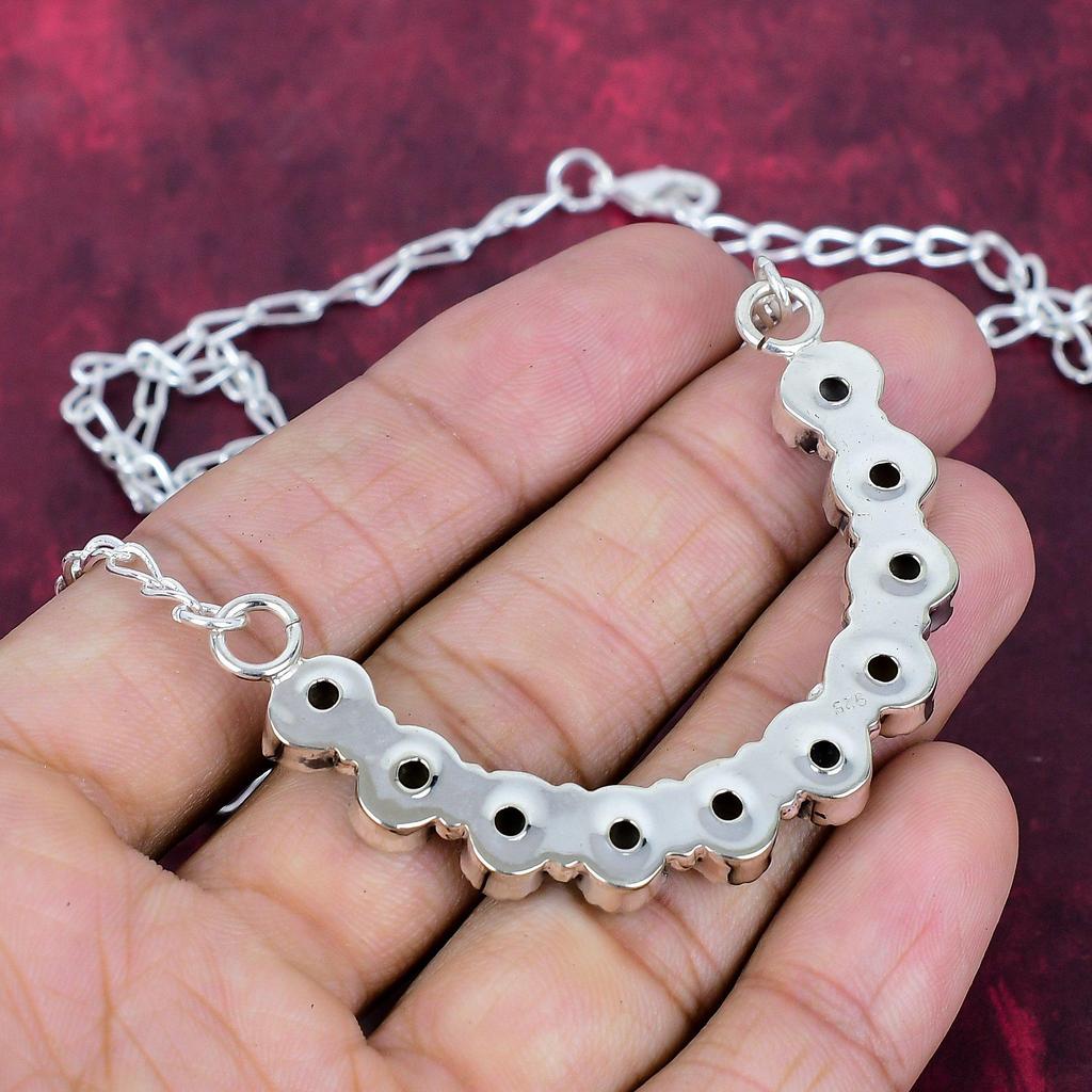 Mother Of Pearl Handmade Gemstone Necklace, 925 Solid Sterling Silver Necklace Antique Jewelry, Gift For Love