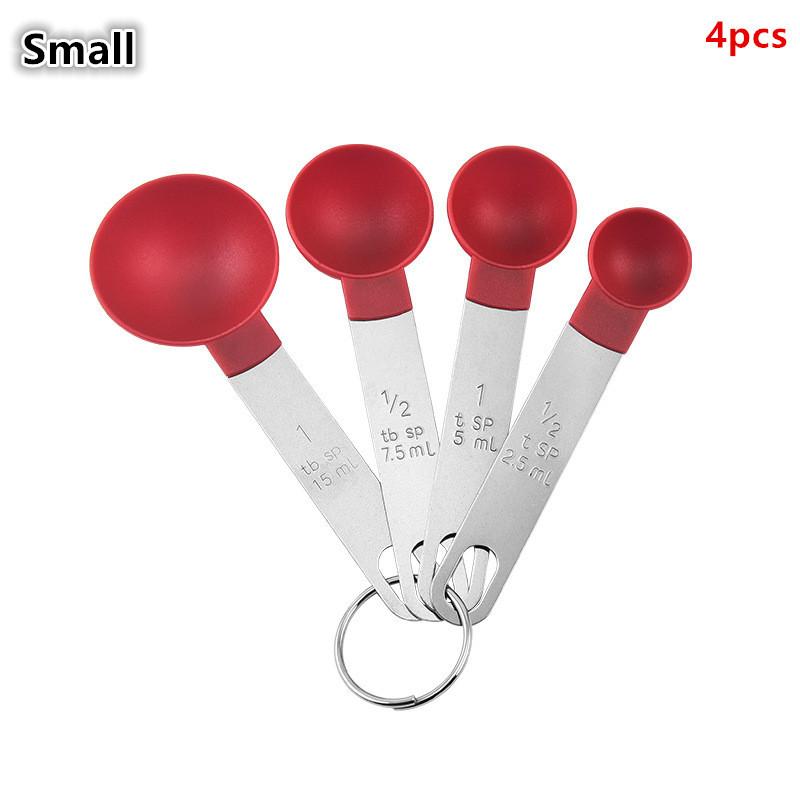 4/8 stk/sett Plast Multifunksjonelt Målebeger Måleskje Håndtak i Rustfritt Stål Med Gradert Måling Bakeverktøy