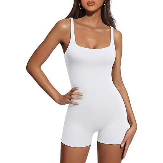 Sexy ärmelloser dreiviertellanger Jumpsuit mit offenem Rücken für Frühling/Sommer, figurbetont S weiß