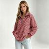 Women's Leopard Print Quarter-Zip Pullover Sweatshirt