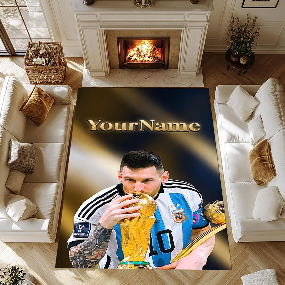 Messi 64 Personalized Text Area Rug Perfect for Game Room Playrooms Study room Outdoor Anti-slip Rug Decorate Offices Perfect Gift for Women/Men