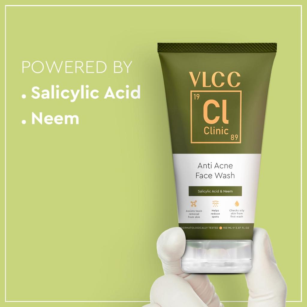 VLCC Clinic Anti Acne Face Wash 150 Ml For Acne Prone Skin With Salicylic Acid And Neem For Oil Control And Clearer Skin