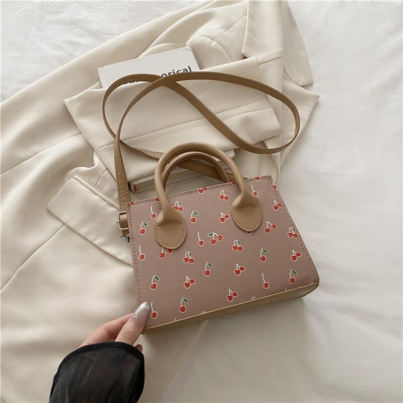 New Trendy Girl Handbag Fashi Commuter Cherry Pillow Bag Niche Printed Texture Shoulder Bag