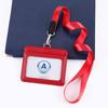 Fashion Genuine Leather ID Holder Business Staff Job Number Card Holders with Lanyard Bus Card Cover Student Worker Employee Card Case
