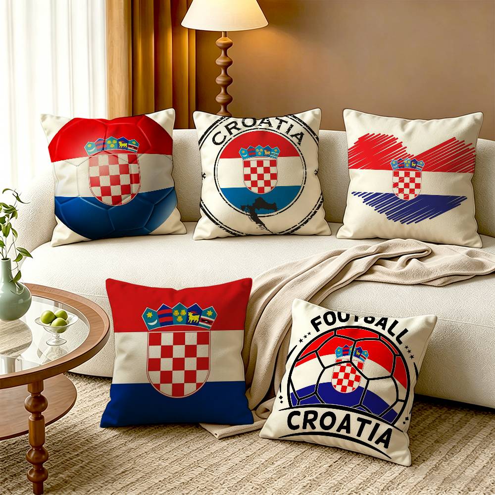 CCroatia FFlag Cotton Linen Square Pillow Covers Home Decor Gifts