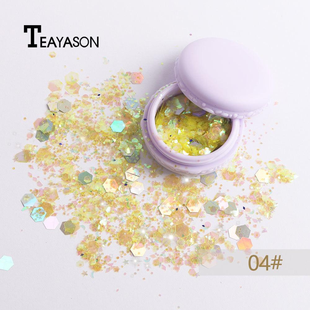 TEAYASON Harajuku Zima Malun Laser-Pailletten im europäischen und amerikanischen Stil, leuchtendes Puder-Schönheits-Make-up, Musikfestival-Make-up