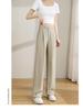 Women's Spring/Summer High Waist Apricot Wide Leg Draping Pants - Loose, Floor-Length, Petite Fit