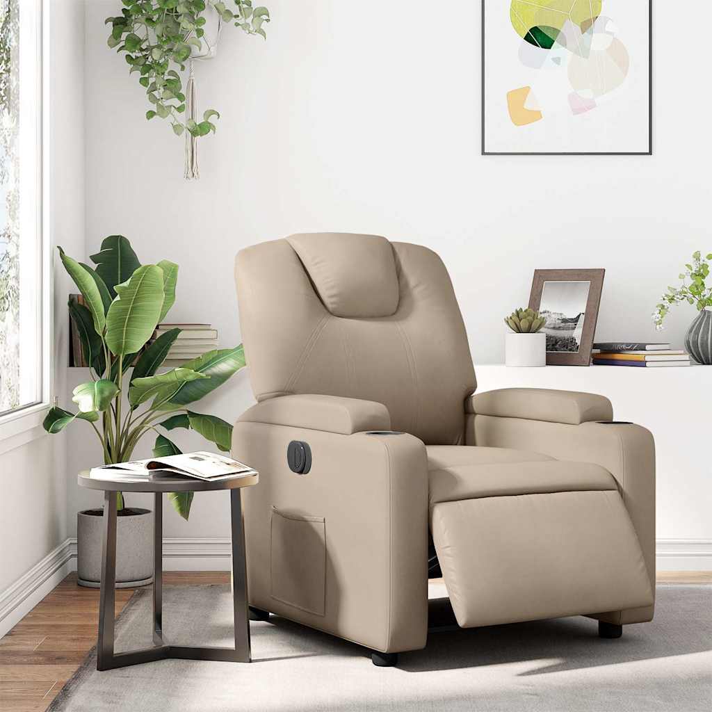 Electric Recliner Chair Cappuccino Brown Faux Leather