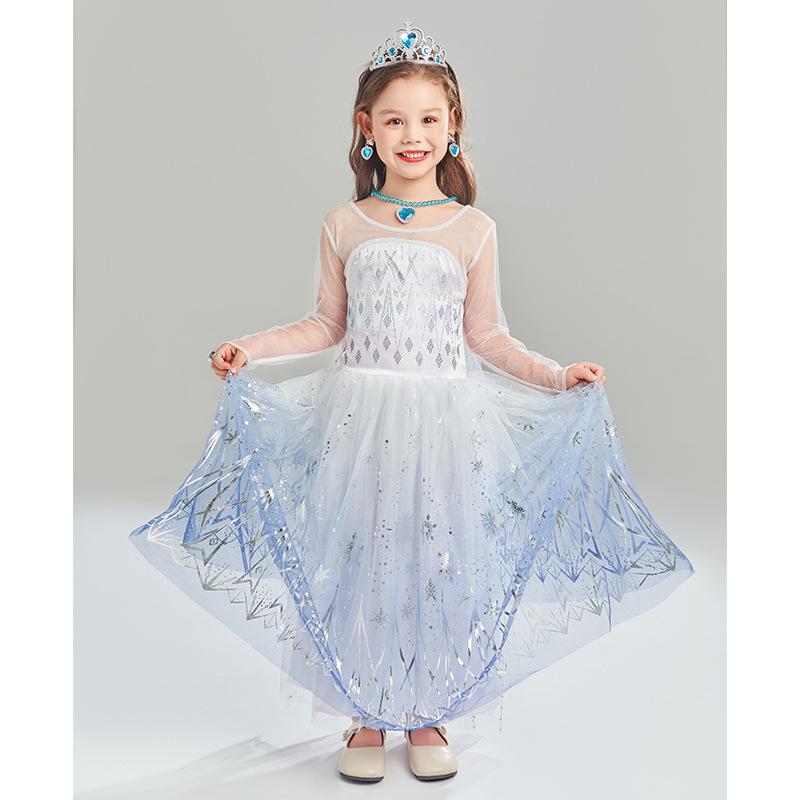 Платье Принцессы Эльзы для Девочек - Весенне-Осеннее Бал-Платье на День Рождения 120 cm